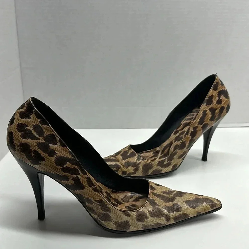 Dolce & Gabanna High Heel Shoes Pumps Cheetah Animal Print Brown Size 39.5 9.5 - Picture 7 of 13
